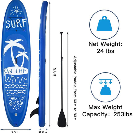 9.8'/10'/11' Inflatable Stand Up Paddle Board, 6.5" Thick SUP with Premium Accessories and Carry Bag - GoplusUS