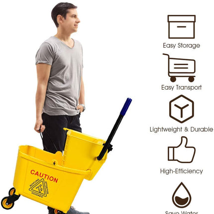 Commercial Mop Bucket Side Press Wringer Cleaning Caddy - GoplusUS
