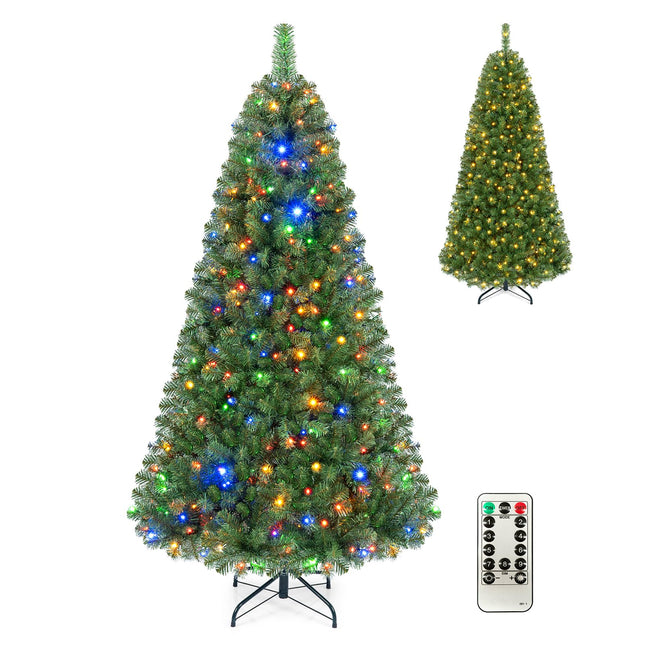 Goplus 6ft/7ft/8ft Pre-Lit Artificial Christmas Tree with Remote Control