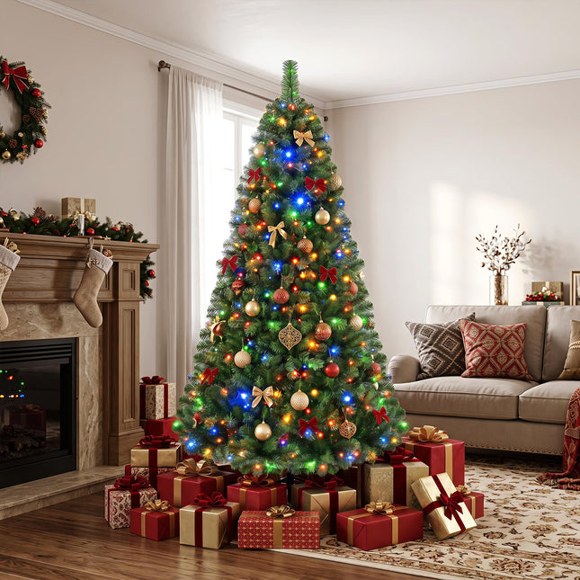 Goplus 6ft/7ft/8ft Pre-Lit Artificial Christmas Tree with Remote Control
