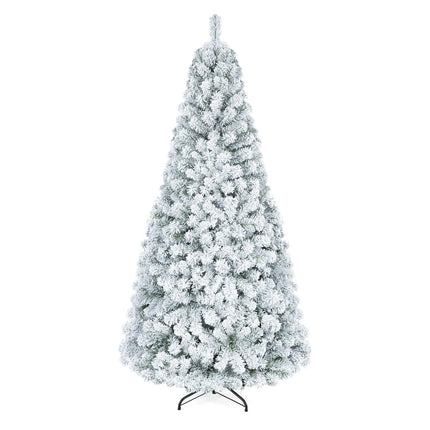 Goplus 6FT/7.5FT/9FT Artificial Christmas Tree | Unlit Flocked White Snow Xmas Tree Hinged