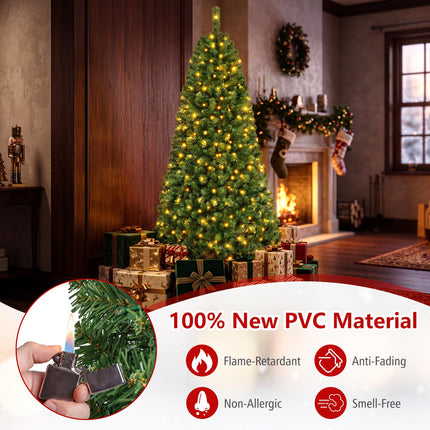 Goplus 6ft/7ft/8ft Pre-Lit Artificial Christmas Tree with Remote Control