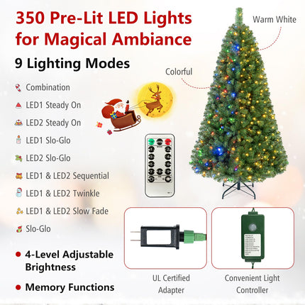 Goplus 6ft/7ft/8ft Pre-Lit Artificial Christmas Tree with Remote Control