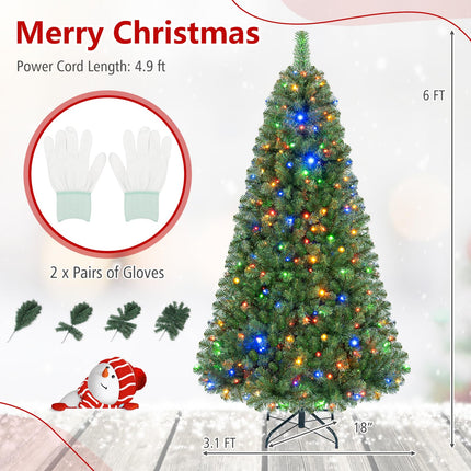 Goplus 6ft/7ft/8ft Pre-Lit Artificial Christmas Tree with Remote Control