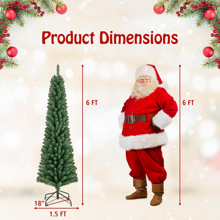 Goplus 5ft / 6ft / 7ft / 8ft Slim Pencil Christmas Tree with Quick Shape Technology