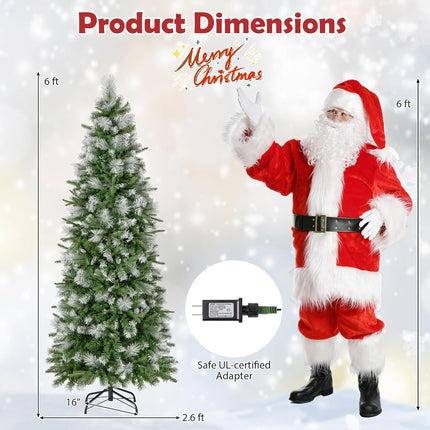 Goplus 9FT / 7.5FT / 6F TArtificial Hinged Xmas Tree with Flocked Frosted Tips