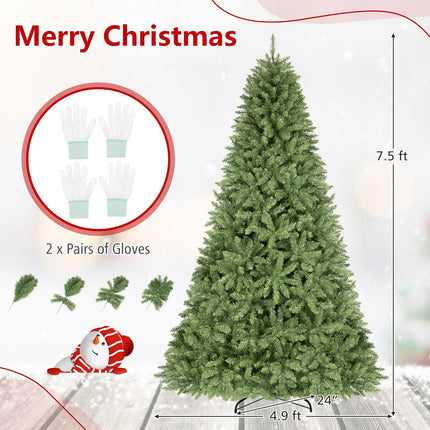 Goplus Artificial Christmas Tree | Unlit Hinged Full Xmas Tree with Folding Metal Stand