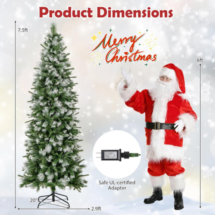 Goplus 9FT / 7.5FT / 6F TArtificial Hinged Xmas Tree with Flocked Frosted Tips