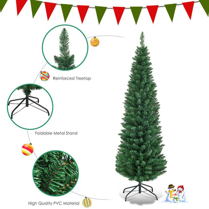 Pencil Christmas Tree, Artificial Slim Skinny Tree - GoplusUS