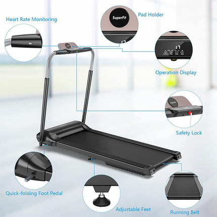 3.0HP Folding Treadmill, Foldable Superfit Treadmill - GoplusUS