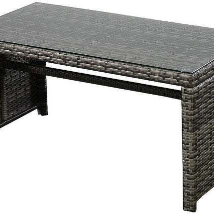 4-Piece Wicker Patio Furniture Set for Outdoor Garden Lawn Pool Backyard (Mix Gray) - GoplusUS