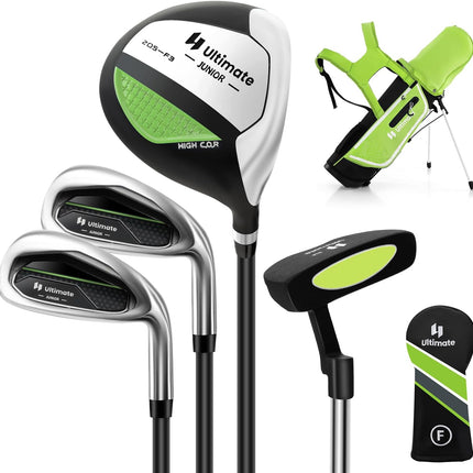 Goplus Junior Complete Golf Club Set for Kids, Right Hand Golf Clubs with Stand Bag, Rain Hood