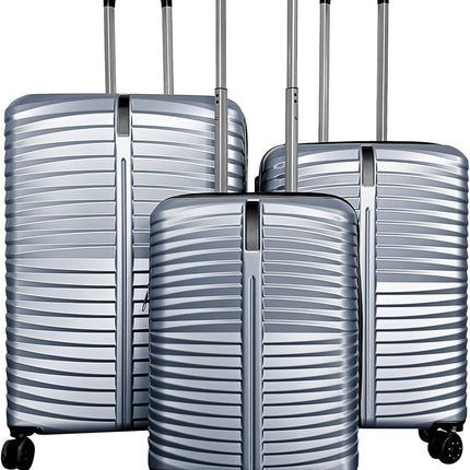 Goplus 3 Piece Pin Stripe Luggage Set | Lightweight Hardshell Suitcases with 360° Spinner Wheels