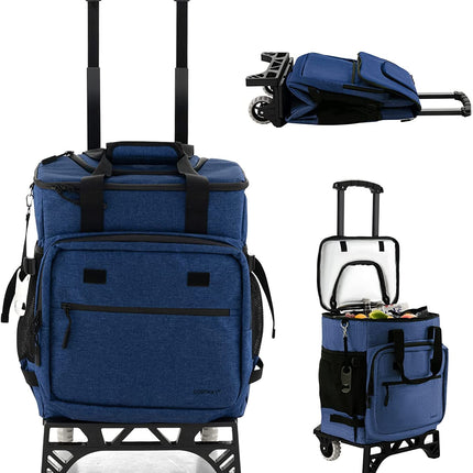 Goplus 50-Can Collapsible Rolling Cooler, 3-in-1 Portable Insulated Soft Cooler Bag w/Movable Wheels