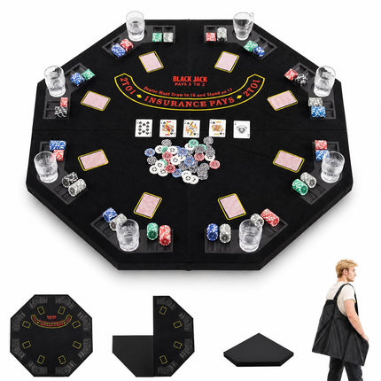 Goplus 8-Player Portable Poker Table Top | 48” Folding Casino Texas Hold’em Game Board