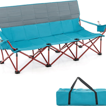 Goplus 3 Person Camping Chair for Adults, Outdoor Folding Oversized Camping Couch Chair (3-Person Seat)