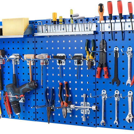 Goplus Pegboard Wall Organizer, 4ft Metal Garage Pegboard Tool Organizer