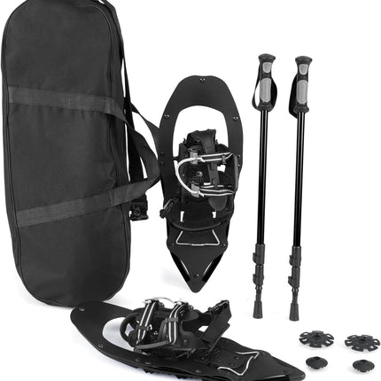 Goplus 21 Inche Light Weight Aluminum Terrain Snowshoes with Anti-Shock Trekking Poles and Carrying Tote Bag