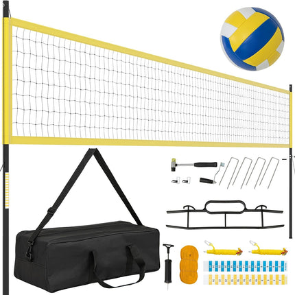 Goplus Portable Outdoor Volleyball Net Set w/Height Adjustable Poles