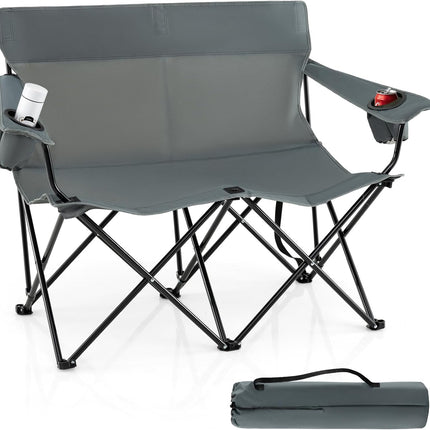 Goplus 2-Person Oversized Double Camping Chair with Armrests & Cup Holders