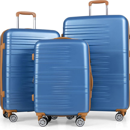 Goplus 20in/24in/28in PC+ABS Hard Shell Suitcase Set with TSA Lock | 3 Piece Luggage Set