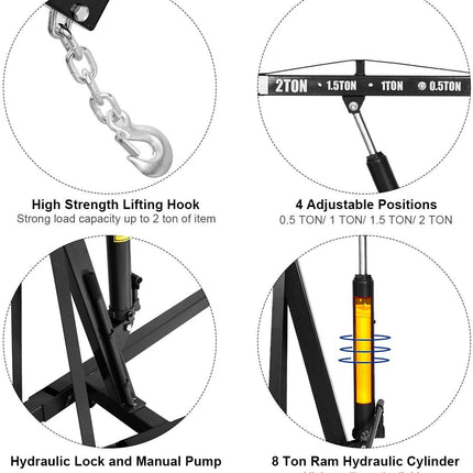 2 Ton Folding Engine Hoist Cherry Picker Shop Crane Hoist Lift - GoplusUS