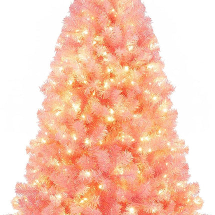 Goplus 6FT / 7FT Pre-Lit Tinsel Christmas Tree| Home Office Seasonal Holiday Decoration