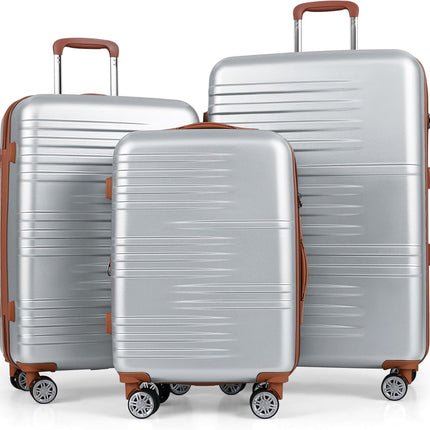 Goplus 20in/24in/28in PC+ABS Hard Shell Suitcase Set with TSA Lock | 3 Piece Luggage Set