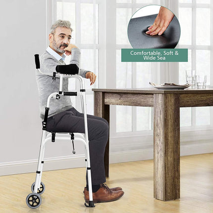 Foldable Standard Walker, Lightweight Aluminum Alloy Rehabilitation Auxiliary Walker - GoplusUS