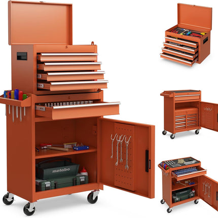 Goplus Tool Chest, 5-Drawer Rolling Tool Storage Cabinet with Detachable Top Tool Box