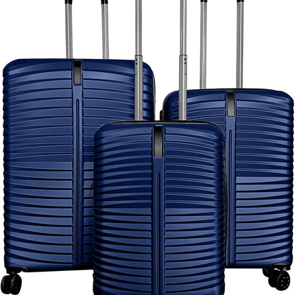 Goplus 3 Piece Pin Stripe Luggage Set | Lightweight Hardshell Suitcases with 360° Spinner Wheels