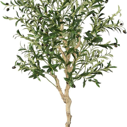 Goplus 6ft Artificial Olive Tree, Tall Fake Potted Olive Silk Tree with Planter