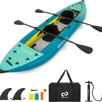 Goplus 12.5 ft Inflatable Tandem Kayak | 1-2 Person Canoe | 507 lbs Capacity | Includes All Accessories & Carry Bag