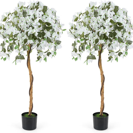 Goplus 4.5FT Bougainvillea Artificial Tree, Fake Potted Plant w/ 312 Flowers