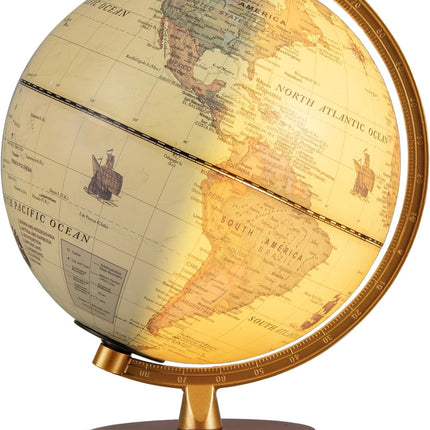 Goplus 8'' Illuminated World Globe w/Wooden Stand & HD Map for Kids Adults