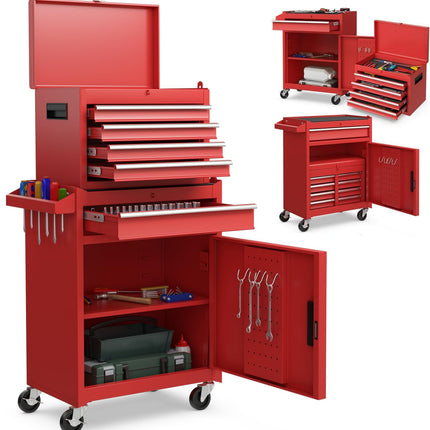 Goplus Tool Chest, 5-Drawer Rolling Tool Storage Cabinet with Detachable Top Tool Box