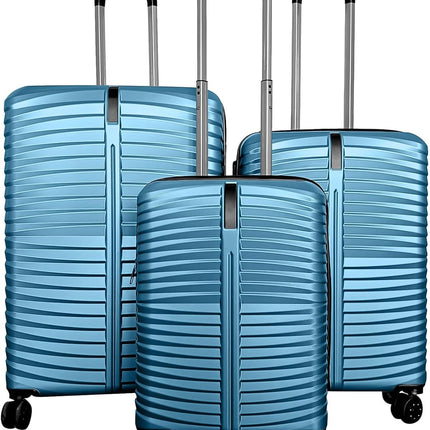 Goplus 3 Piece Pin Stripe Luggage Set | Lightweight Hardshell Suitcases with 360° Spinner Wheels