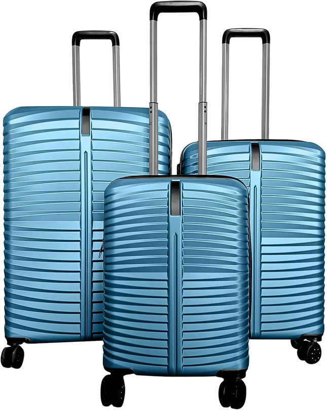 Goplus 3 Piece Pin Stripe Luggage Set | Lightweight Hardshell Suitcases with 360° Spinner Wheels
