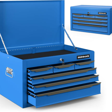 Steel Tool Box, 24” Tool Chest Case with 6 Drawers, Top Storage, Automatic Lock