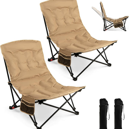Goplus 4-Position Padded Portable Folding Camping Chair with 500 LBS Support