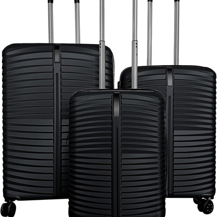 Goplus 3 Piece Pin Stripe Luggage Set | Lightweight Hardshell Suitcases with 360° Spinner Wheels