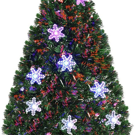 Pre-Lit Fiber Optic Artificial Christmas Tree, with Multicolor Led Lights and Snowflakes