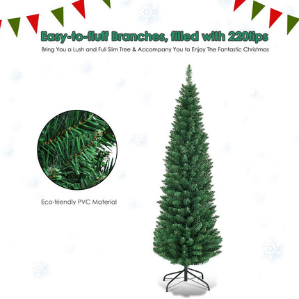 Pencil Christmas Tree, Artificial Slim Skinny Tree - GoplusUS