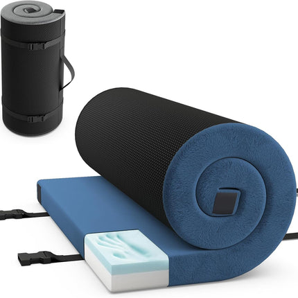 Goplus Memory Foam Camping Mattress, Portable Roll up Sleeping Pad w/Anti-Slip Bottom, Travel BagSingle, Larged, 74" x 30.5"
