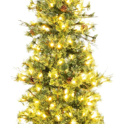 Goplus 6 FT Pre-Lit Artificial Christmas Tree with Pine Needles & Warm White LED Lights
