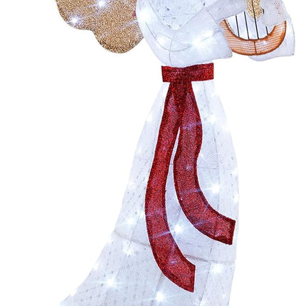 Goplus 5 FT Christmas Lighted Angel, Pre-Lit Winged Holiday Figure Angel with 120 Cold White LED Lights