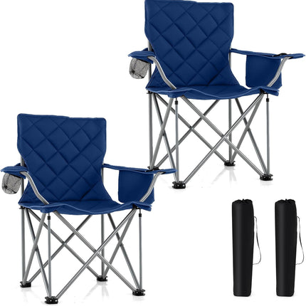 Goplus Heavy Duty Outdoor Folding Chair with Cooler Pouch & Cup Holder