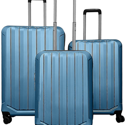 Goplus 3 Piece Vertical Stripe Luggage Set with 360° Spinner Wheels & Telescope Handles