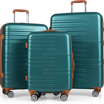 Goplus 20in/24in/28in PC+ABS Hard Shell Suitcase Set with TSA Lock | 3 Piece Luggage Set