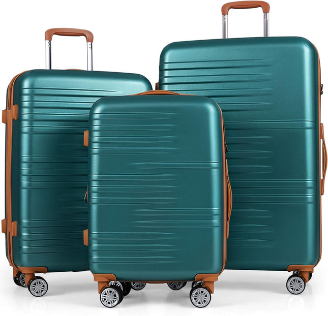Goplus 20in/24in/28in PC+ABS Hard Shell Suitcase Set with TSA Lock | 3 Piece Luggage Set